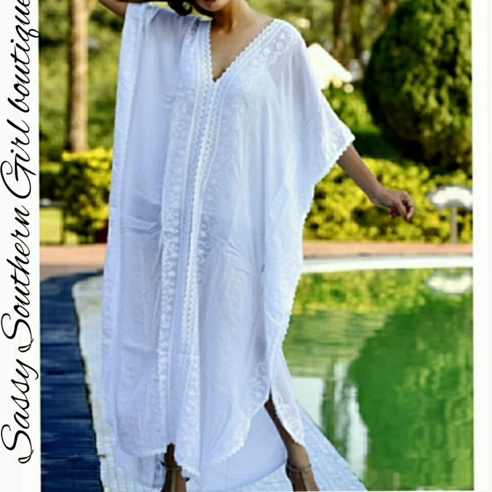 🆕⭐Boho embroidered kaftan cover up dress